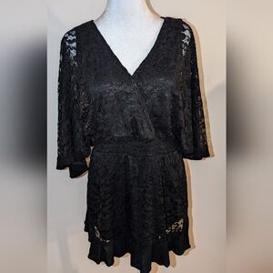 Torrid V-Neck Black Lace Babydoll Top